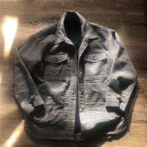 Madewell Bonded Flannel Shirt Jacket Brown Cohancy Plaid Small